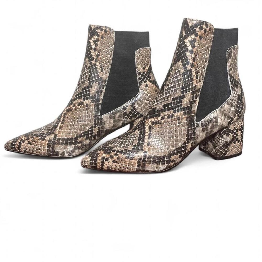 Snakeskin Print Linea Paolo Pointed Toe Heeled Booties Women’s size 5